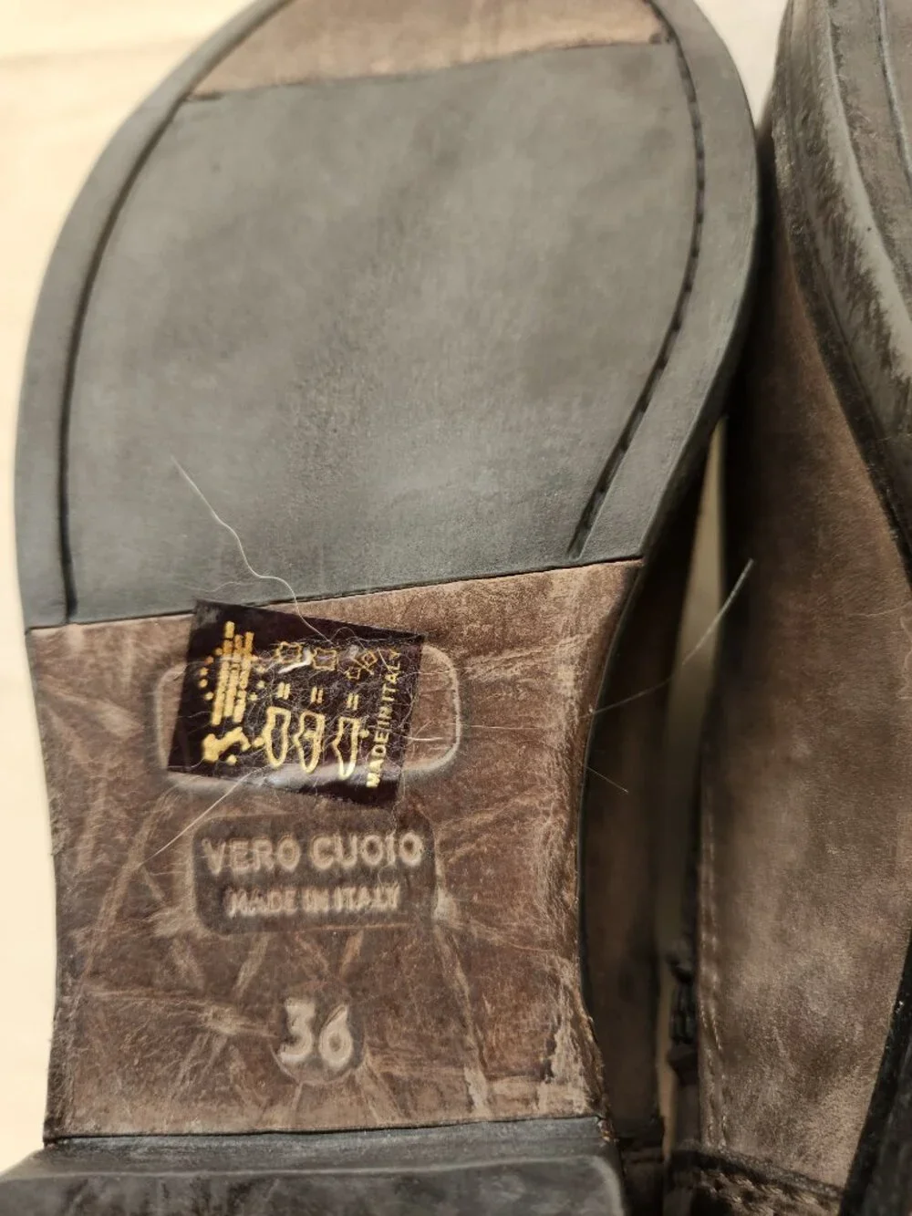 Italian Leather Distressed Ankle Boots Buckle Booties Size 36 / 6